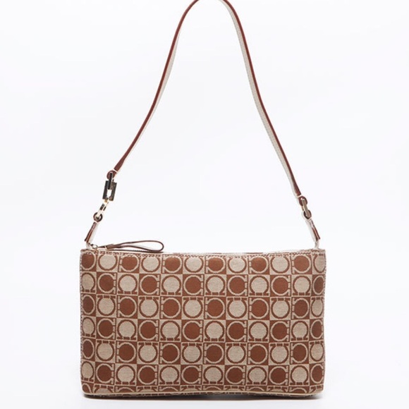 Salvatore Ferragamo Handbags - SALVATORE FERRAGAMO
Vintage Canvas Gancini Satchel wristlet Bag